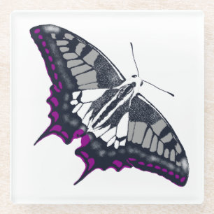 Asexual Flag Swallowtail Butterfly Glass Coaster