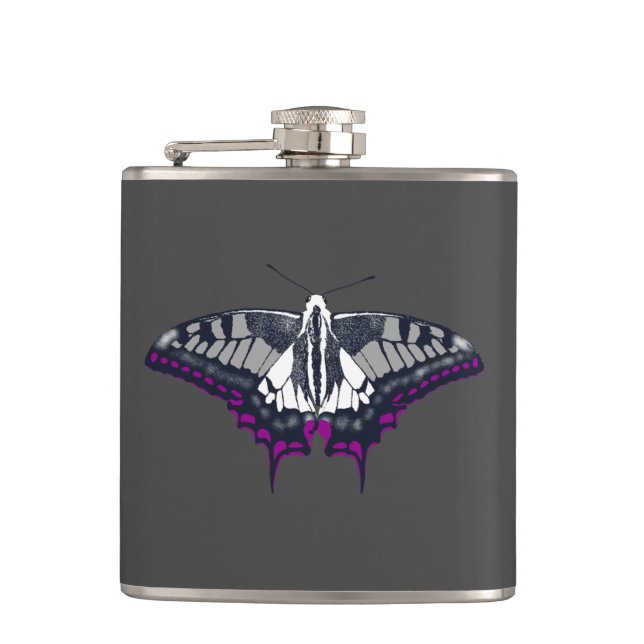 Asexual Flag Swallowtail Butterfly Hip Flask (Front)
