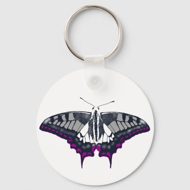 Asexual Flag Swallowtail Butterfly Key Ring (Front)