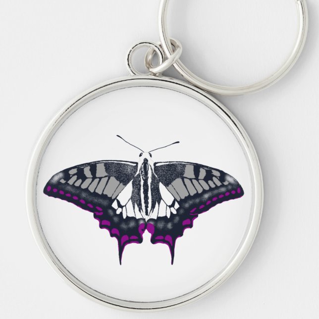 Asexual Flag Swallowtail Butterfly Key Ring (Front)