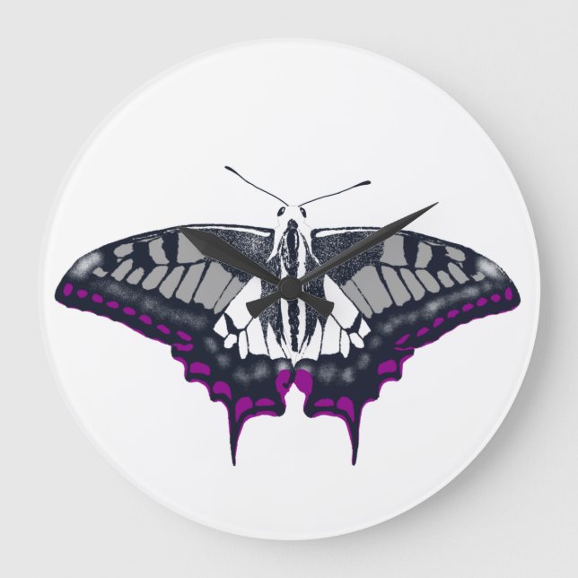 Asexual Flag Swallowtail Butterfly Large Clock (Front)