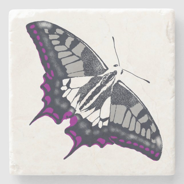 Asexual Flag Swallowtail Butterfly Stone Coaster (Front)