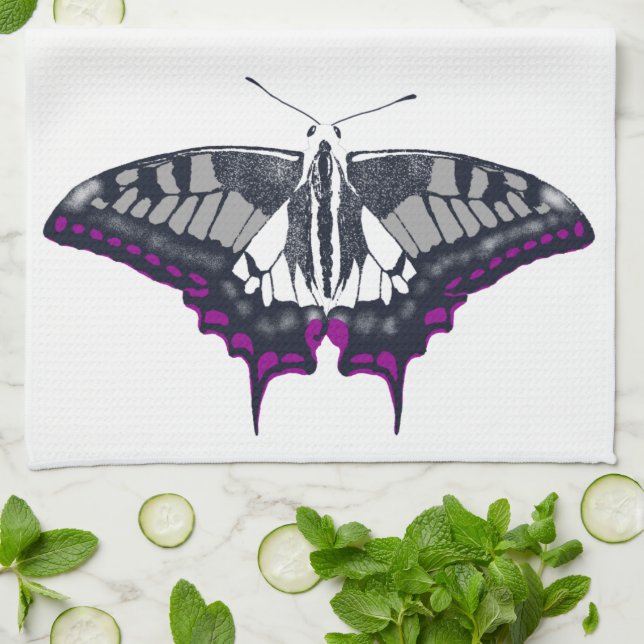 Asexual Flag Swallowtail Butterfly Tea Towel (Folded)