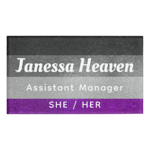 Asexual Gay Pride Glitter Sparkly Name Profession Name Tag