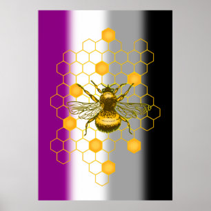 Asexual LGBT Gay Pride Rainbow Bee-live Poster