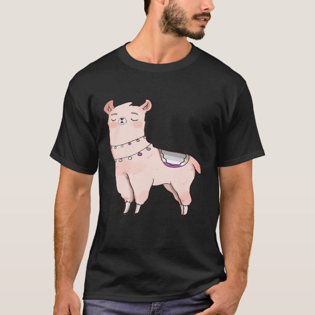 Asexual Llama Cute Animal LGBTQIA Alpaca Ace Pride T-Shirt (Front)