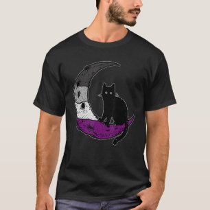 Asexual Moon Space Cat LGBT Gay Festival Pride Wit T-Shirt