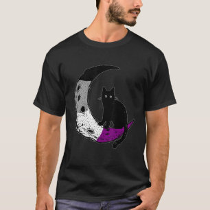 Asexual Moon Space Cat Pride Cat Asexual Lgbt Cat T-Shirt