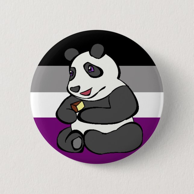 Asexual Panda eating Cake 6 Cm Round Badge (Front)