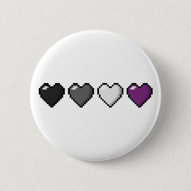 Asexual Pixel Hearts 6 Cm Round Badge (Front)
