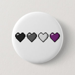 Asexual Pixel Hearts 6 Cm Round Badge