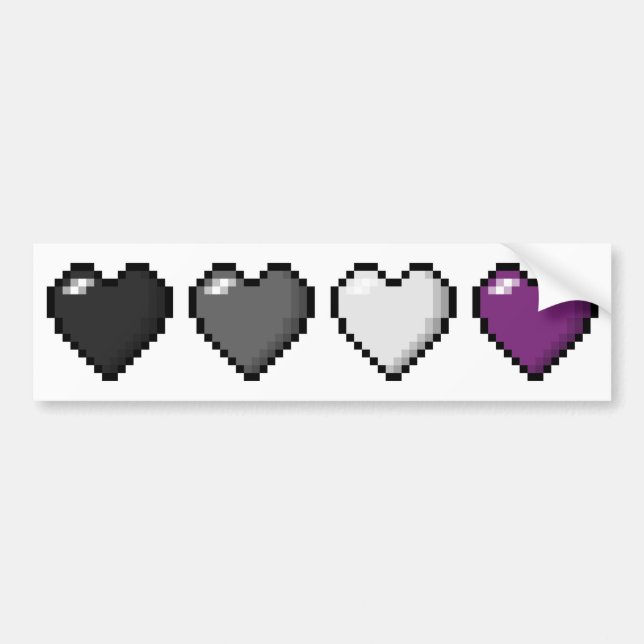 Asexual Pixel Hearts Bumper Sticker (Front)