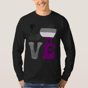 Asexual Pride Ace Flag LOVE Heart LGBTQ T-Shirt