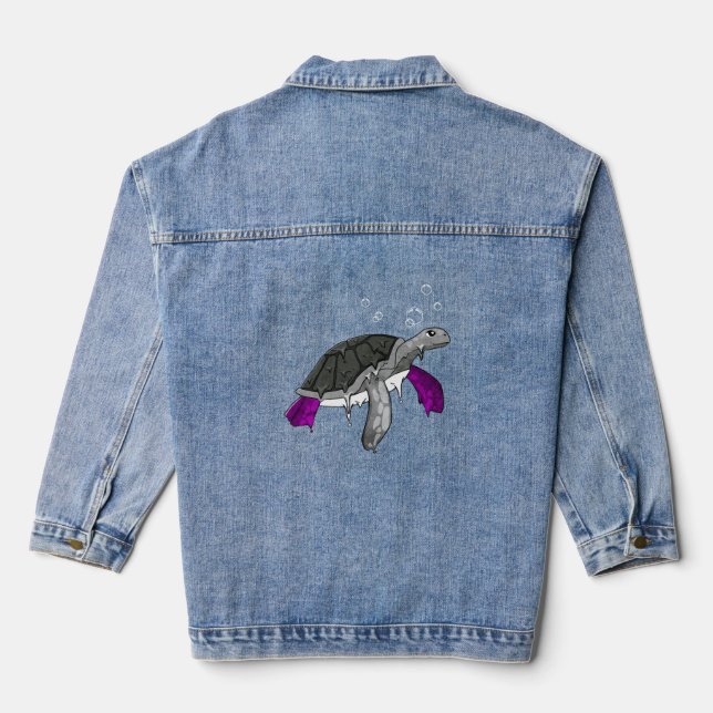 Asexual Pride Ace Flag Sea Turtle Subtle LGBTQ Denim Jacket (Back)