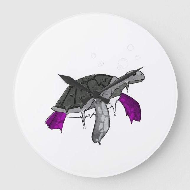 Asexual Pride Ace Flag Sea Turtle Subtle LGBTQ Large Clock (Front)