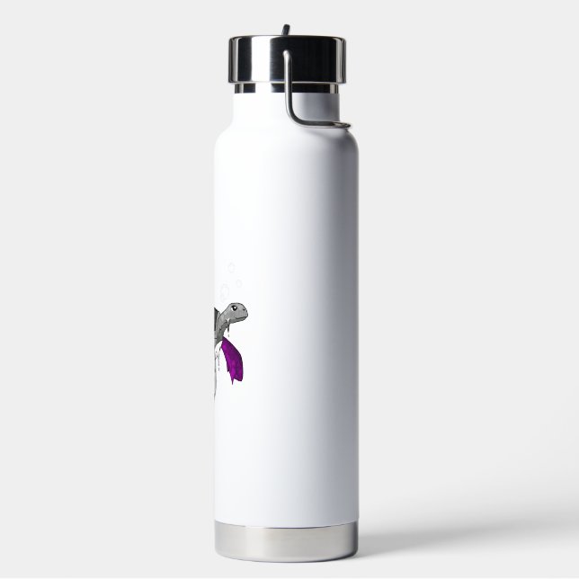 Asexual Pride Ace Flag Sea Turtle Subtle LGBTQ Water Bottle (Left)