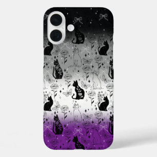 Asexual Pride Black Cat - Mystical Witchy iPhone 16 Plus Case