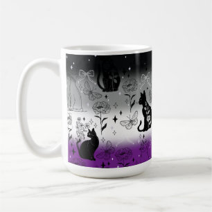 Asexual Pride Black Cat - Mystical Witchy Coffee Mug