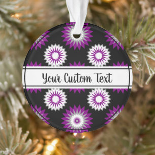 Asexual pride black flower pattern ornament
