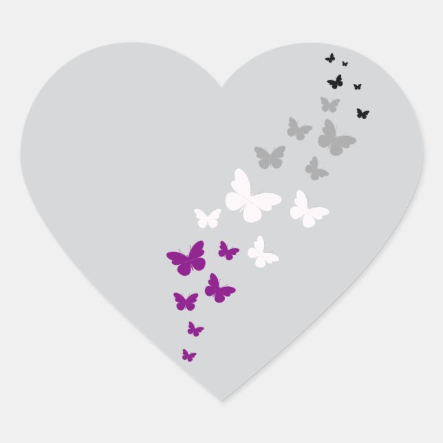 Asexual Pride Butterfly Trail Heart Sticker (Front)