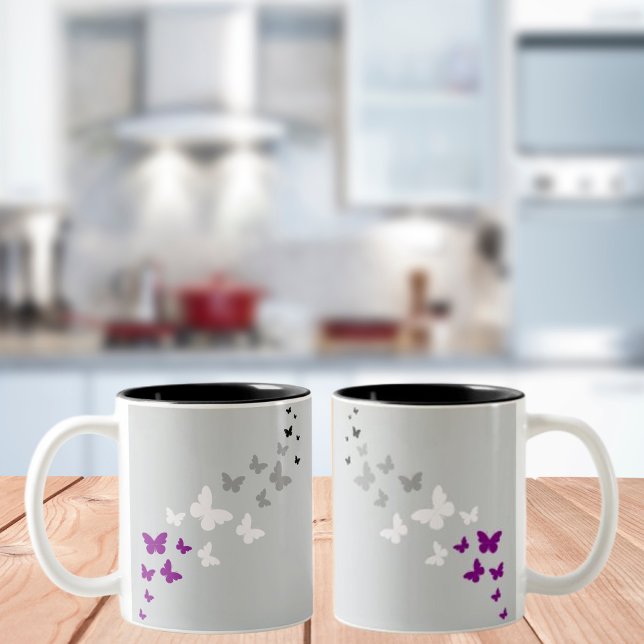 Asexual Pride Butterfly Trail Two-Tone Coffee Mug (Creator Uploaded)