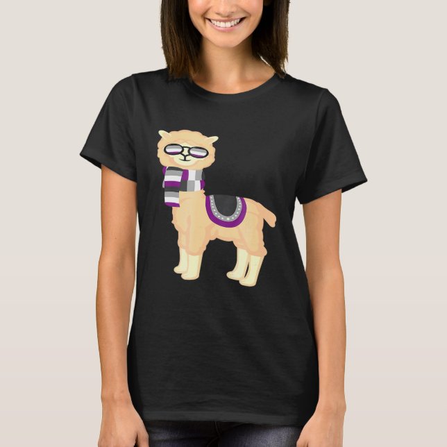 Asexual Pride  Cool Llama with Ace Pride Sunglasse T-Shirt (Front)