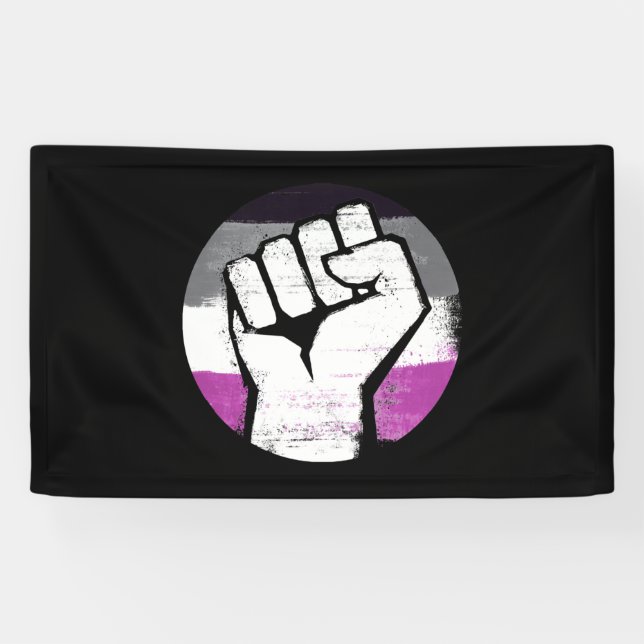 Asexual Pride Fist Circle Print Banner (Horizontal)
