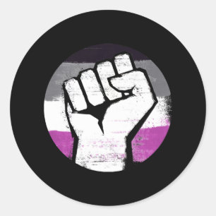 Asexual Pride Fist Circle Print Classic Round Sticker
