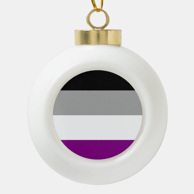 Asexual Pride Flag Ceramic Ball Christmas Ornament (Front)