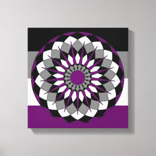 Asexual Pride Flag Colours Mandala LGBT Canvas Print