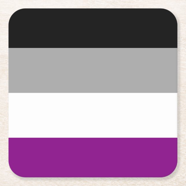 Asexual Pride Flag LGBTQ Square Paper Coaster (Front)