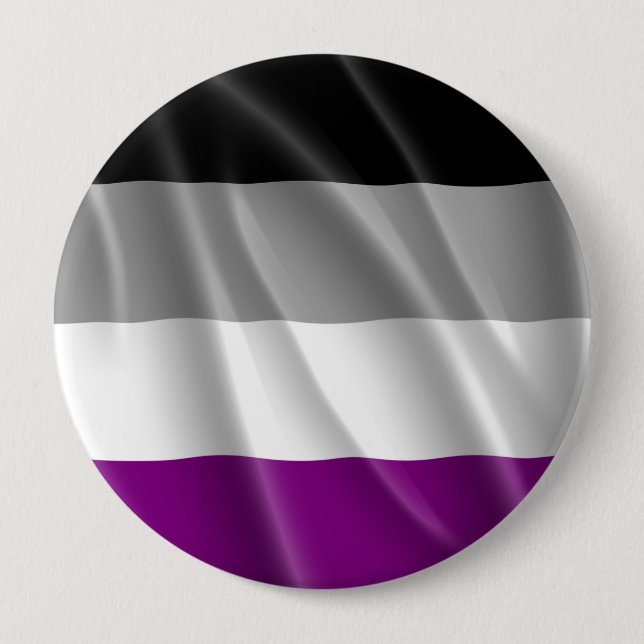 ASEXUAL PRIDE FLAG WAVY DESIGN 10 CM ROUND BADGE (Front)