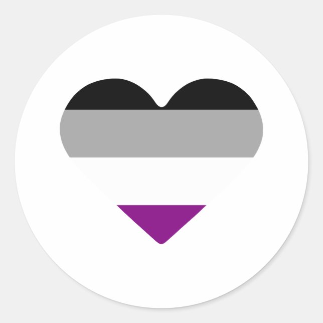 Asexual Pride Heart Classic Round Sticker (Front)