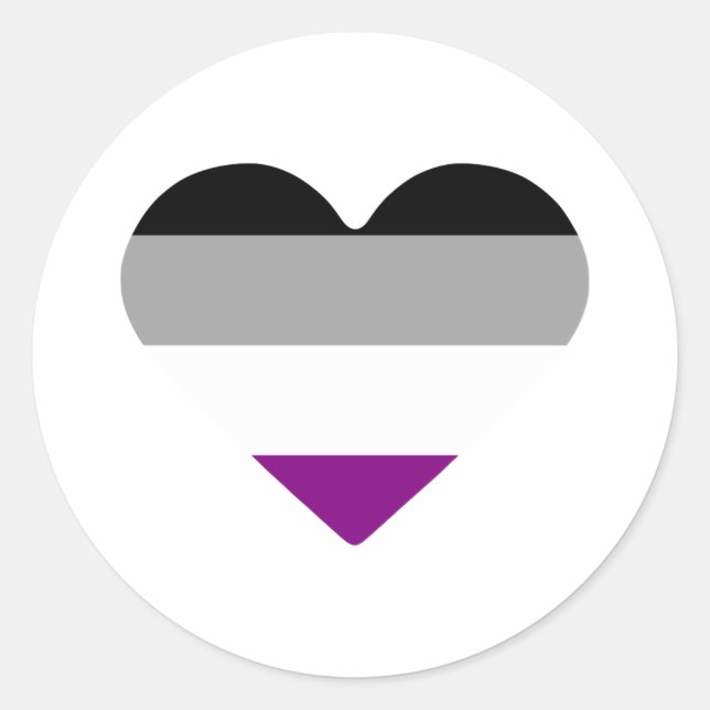 Asexual Pride Heart Classic Round Sticker (Front)