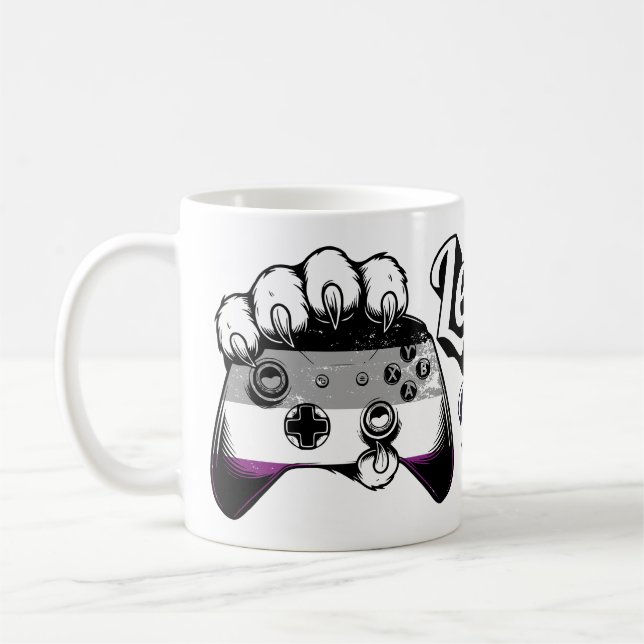 Asexual Pride Level Up Tiger Paw Controller Mug (Left)