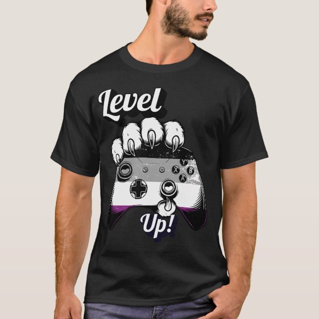 Asexual Pride Level Up Tiger Paw Controller Shirt (Front)