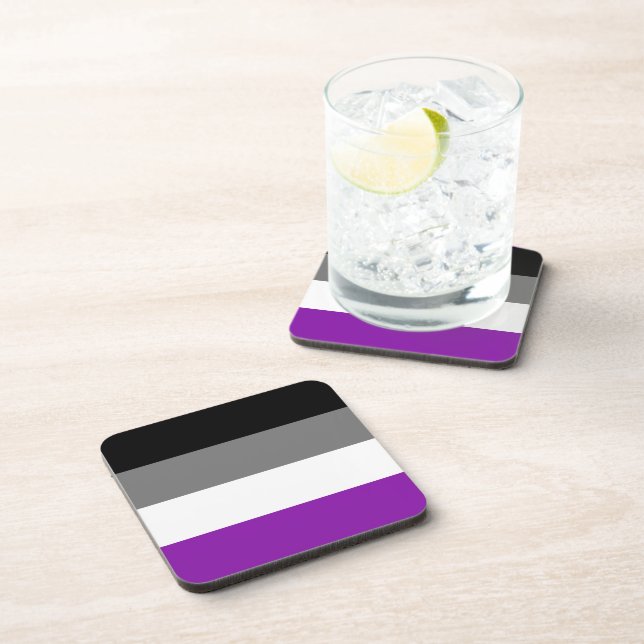 Asexual Pride, LGBTQ Pride, Striped Print Coaster (Right Side)