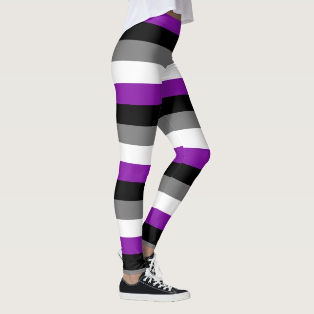 Asexual Pride, LGBTQ Pride, Striped Print Leggings (Right)