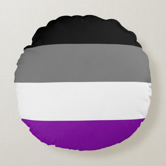 Asexual Pride, LGBTQ Pride, Striped Print Round Cushion (Front)