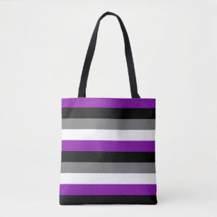 Asexual Pride, LGBTQ Pride, Striped Print Tote Bag