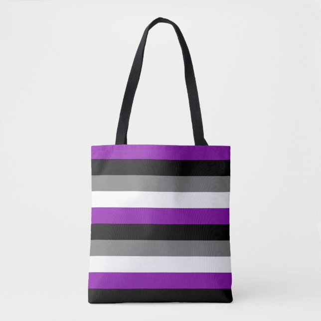Asexual Pride, LGBTQ Pride, Striped Print Tote Bag (Front)