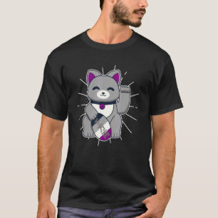 Asexual Pride Lucky Cat LGBTQ+ Asexuality T-Shirt