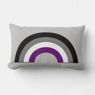 Asexual Pride Rainbow + Ace   Demi   Grey Lumbar Cushion