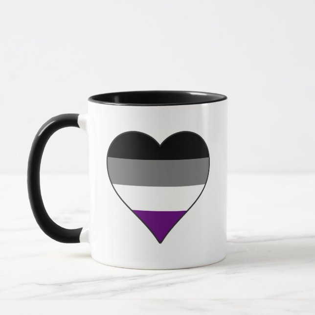 Asexual Pride Rainbow Heart ~ Ace | Demi | Grey Mug (Left)