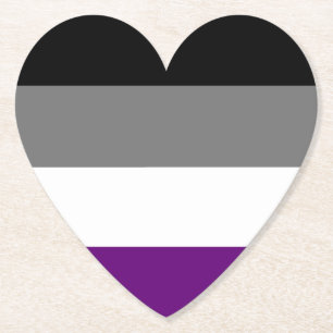 Asexual Pride Rainbow Heart ~ Ace Demi Grey Paper Coaster