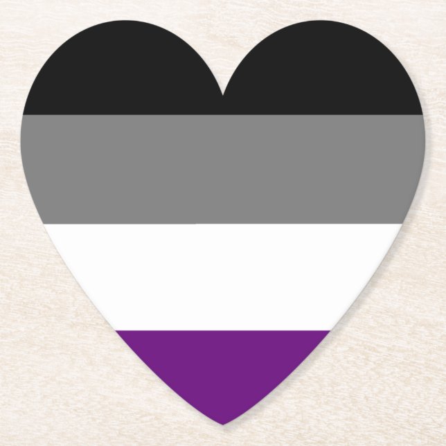 Asexual Pride Rainbow Heart ~ Ace | Demi | Grey Paper Coaster (Front)