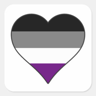 Asexual Pride Rainbow Heart ~ Ace   Demi   Grey Square Sticker