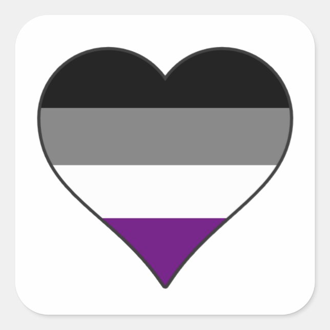 Asexual Pride Rainbow Heart ~ Ace | Demi | Grey Square Sticker (Front)