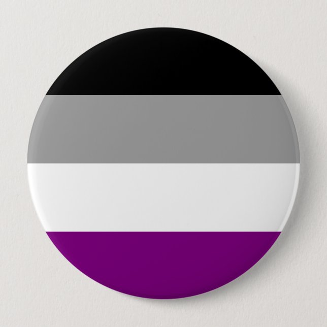 ASEXUAL PRIDE STRIPES DESIGN 10 CM ROUND BADGE (Front)