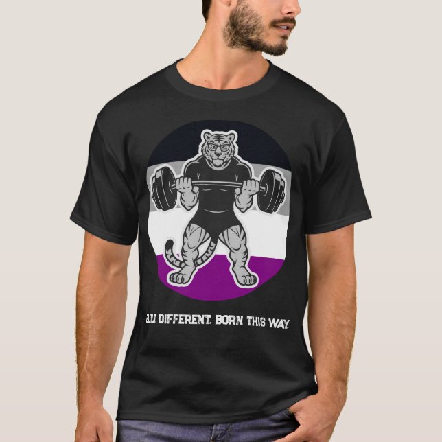 Asexual Pride Tiger Lifter Gym Shirt — Born This (Front)
